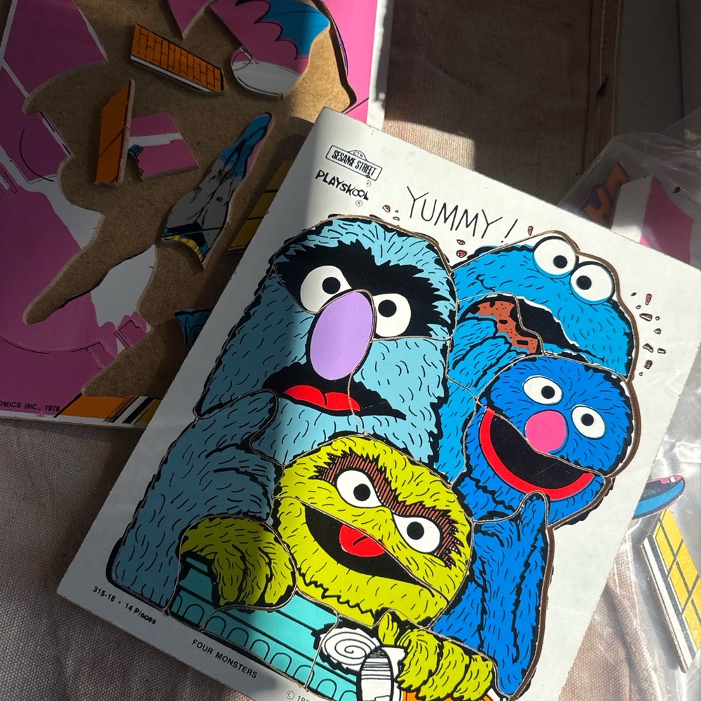 Vintage Playskool Wooden Puzzle – Sesame Street Characters